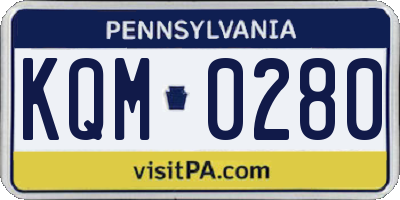 PA license plate KQM0280