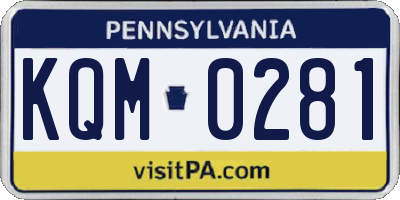 PA license plate KQM0281