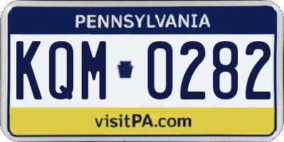 PA license plate KQM0282