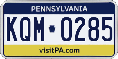 PA license plate KQM0285