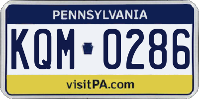 PA license plate KQM0286