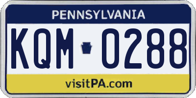 PA license plate KQM0288