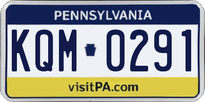 PA license plate KQM0291