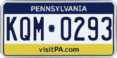 PA license plate KQM0293