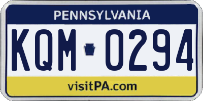 PA license plate KQM0294
