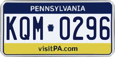 PA license plate KQM0296
