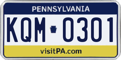 PA license plate KQM0301