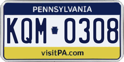 PA license plate KQM0308