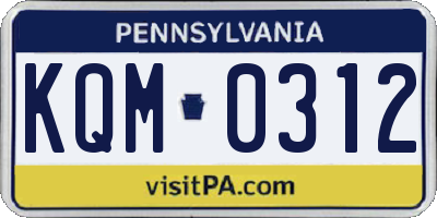 PA license plate KQM0312