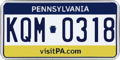 PA license plate KQM0318