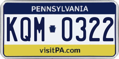 PA license plate KQM0322