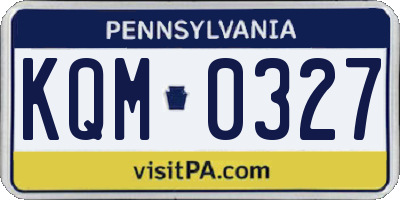 PA license plate KQM0327