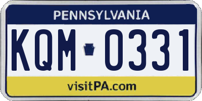 PA license plate KQM0331