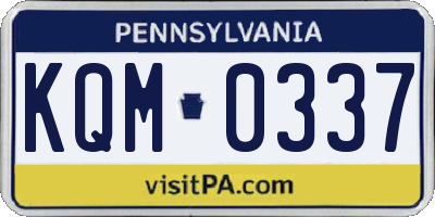PA license plate KQM0337
