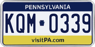PA license plate KQM0339