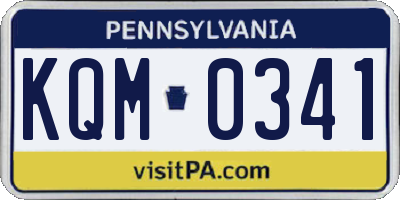 PA license plate KQM0341