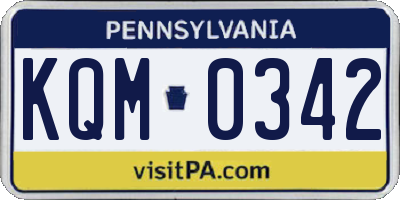 PA license plate KQM0342