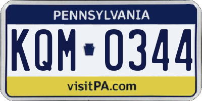 PA license plate KQM0344