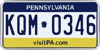 PA license plate KQM0346