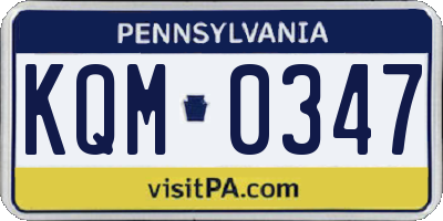PA license plate KQM0347