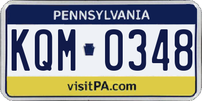 PA license plate KQM0348