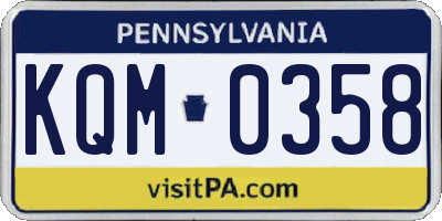 PA license plate KQM0358