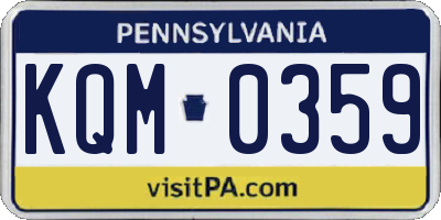 PA license plate KQM0359