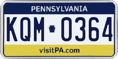 PA license plate KQM0364