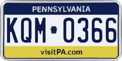 PA license plate KQM0366