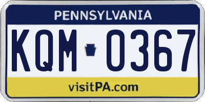 PA license plate KQM0367