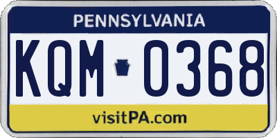 PA license plate KQM0368