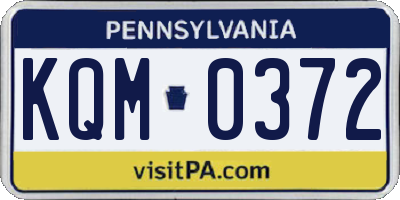 PA license plate KQM0372