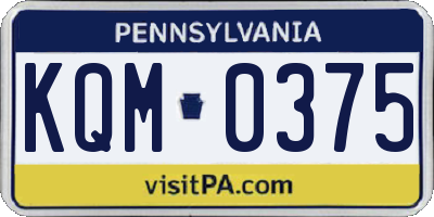 PA license plate KQM0375
