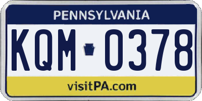 PA license plate KQM0378
