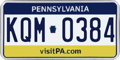 PA license plate KQM0384