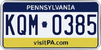 PA license plate KQM0385