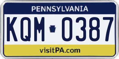 PA license plate KQM0387