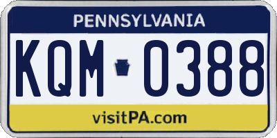 PA license plate KQM0388