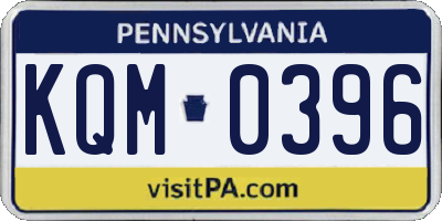 PA license plate KQM0396