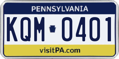 PA license plate KQM0401