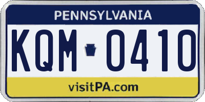 PA license plate KQM0410
