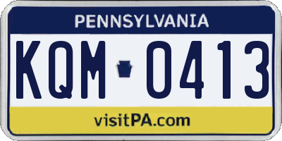 PA license plate KQM0413