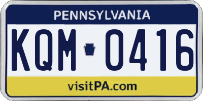 PA license plate KQM0416