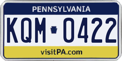 PA license plate KQM0422