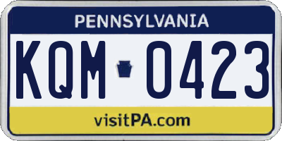 PA license plate KQM0423