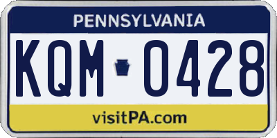 PA license plate KQM0428