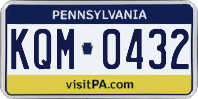 PA license plate KQM0432