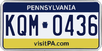 PA license plate KQM0436