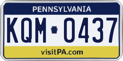 PA license plate KQM0437