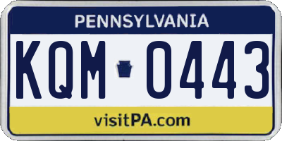 PA license plate KQM0443